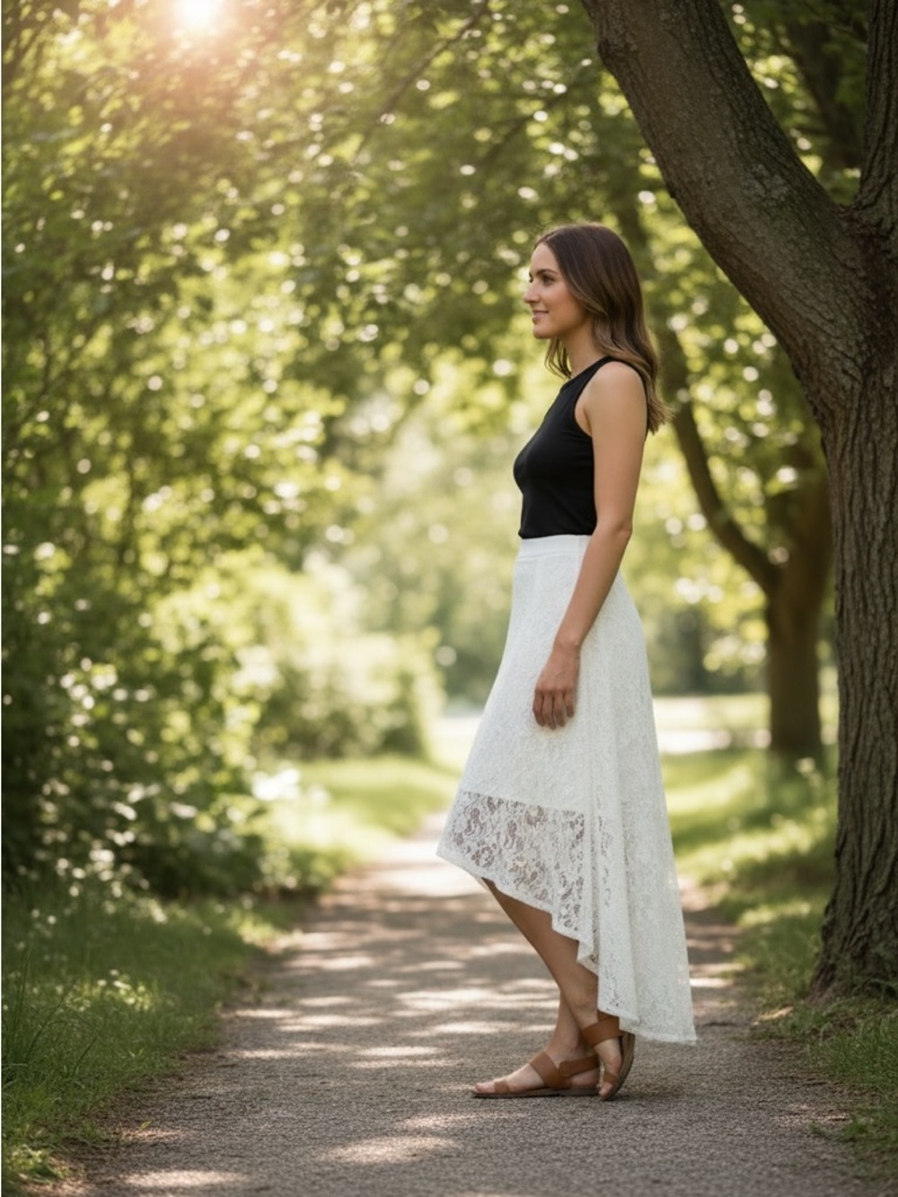 Element Cream Lace High-Low Skirt Size L